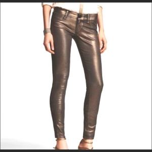 Express Stella Gold Metallic Coated Jean Leggings